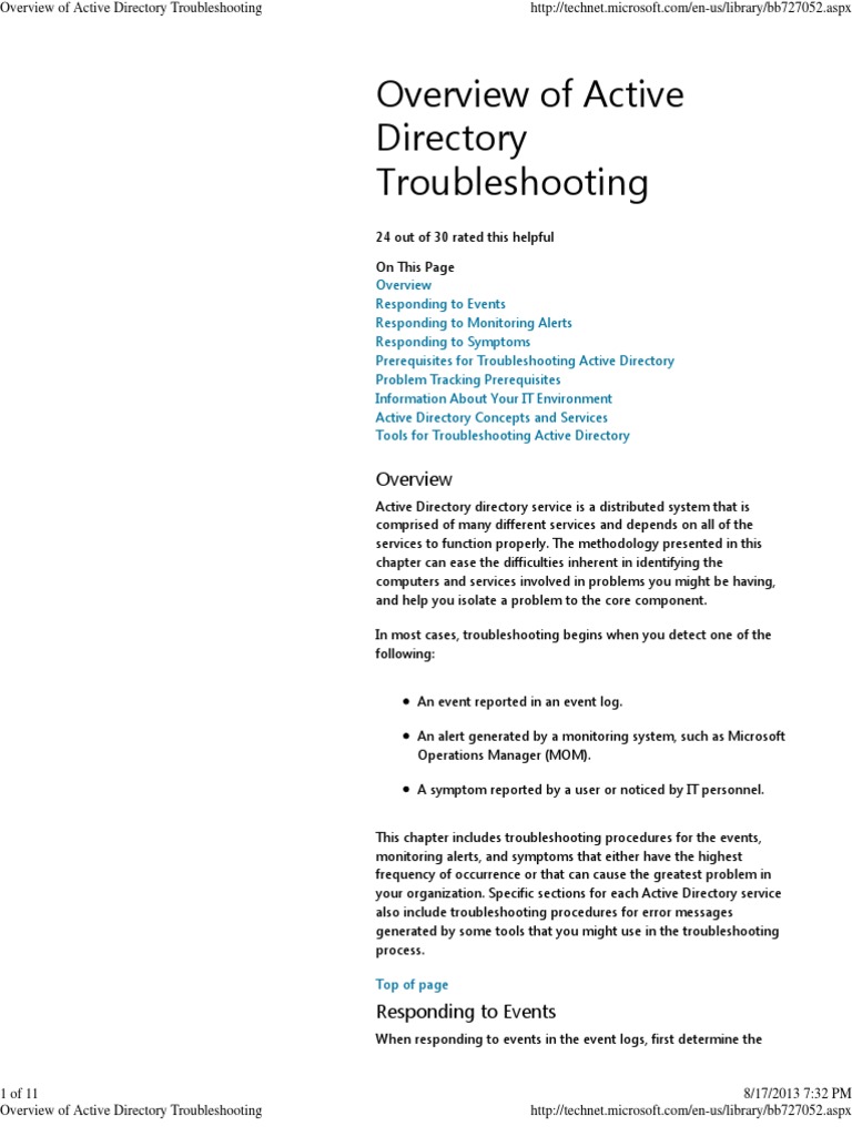 Active Directory Troubleshooting | PDF