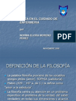 Etica en El Cuidado de Enfermeria: Por Norma Elvira Moreno Perez