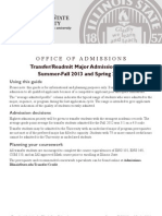 Office of Admissions: Transfer/Readmit Major Admission Guide Summer-Fall 2013 and Spring 2014