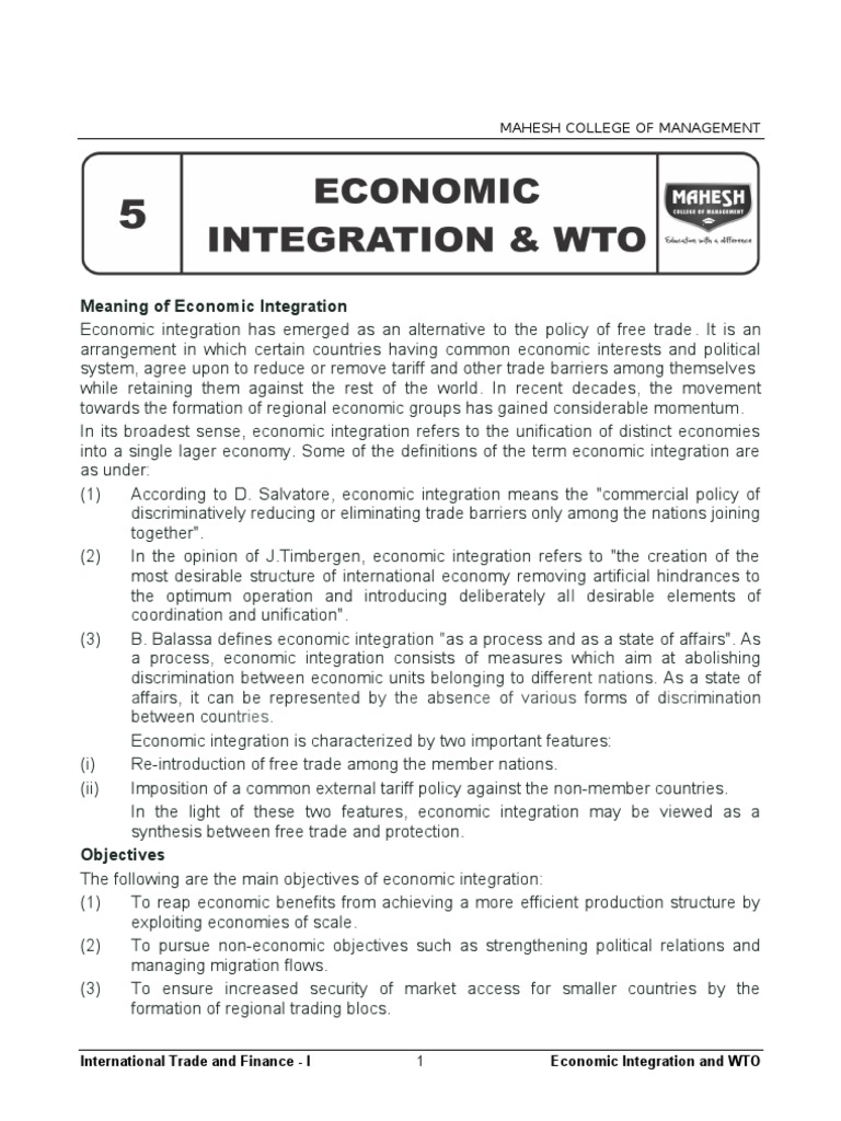 Understanding Economic Integration Types | PDF | World Trade ...