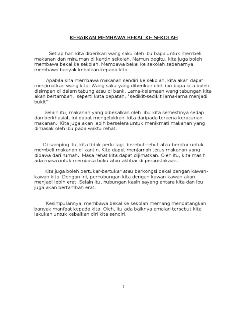 Contoh Karangan Modal Upsr