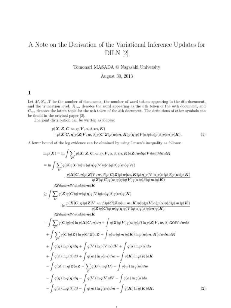 Variational Inference for DILN | PDF | Statistics | Analysis