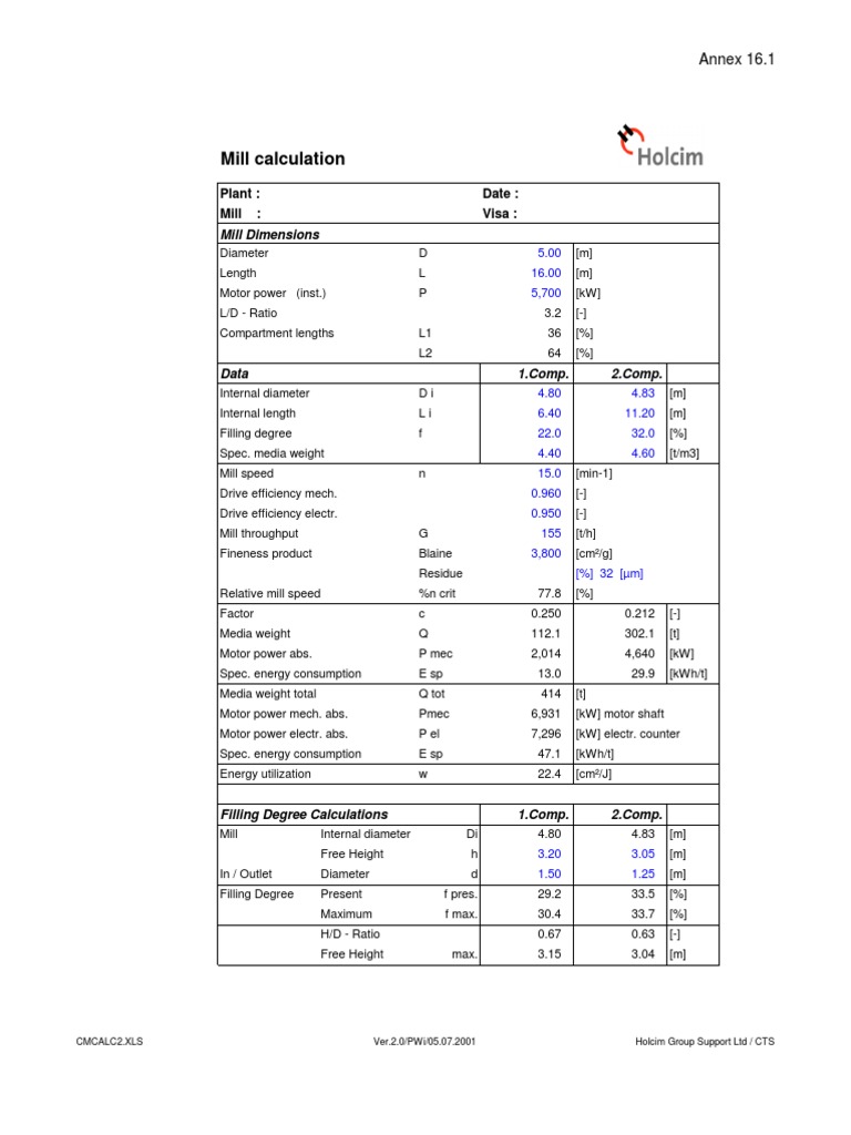 16 Ball Filling Degree & Mill Calculation Physical Quantities Nature