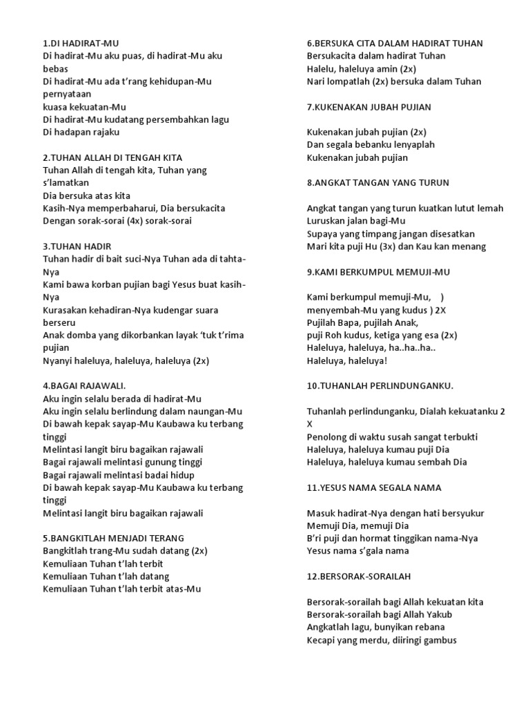 Not Angka Lagu Rohani Jangan Lelah Bekerja Diladangnya Tuhan