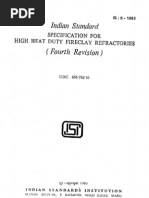 Lndian Standard: Specification. FOR High Heat Duty Fireclay Refractorie$