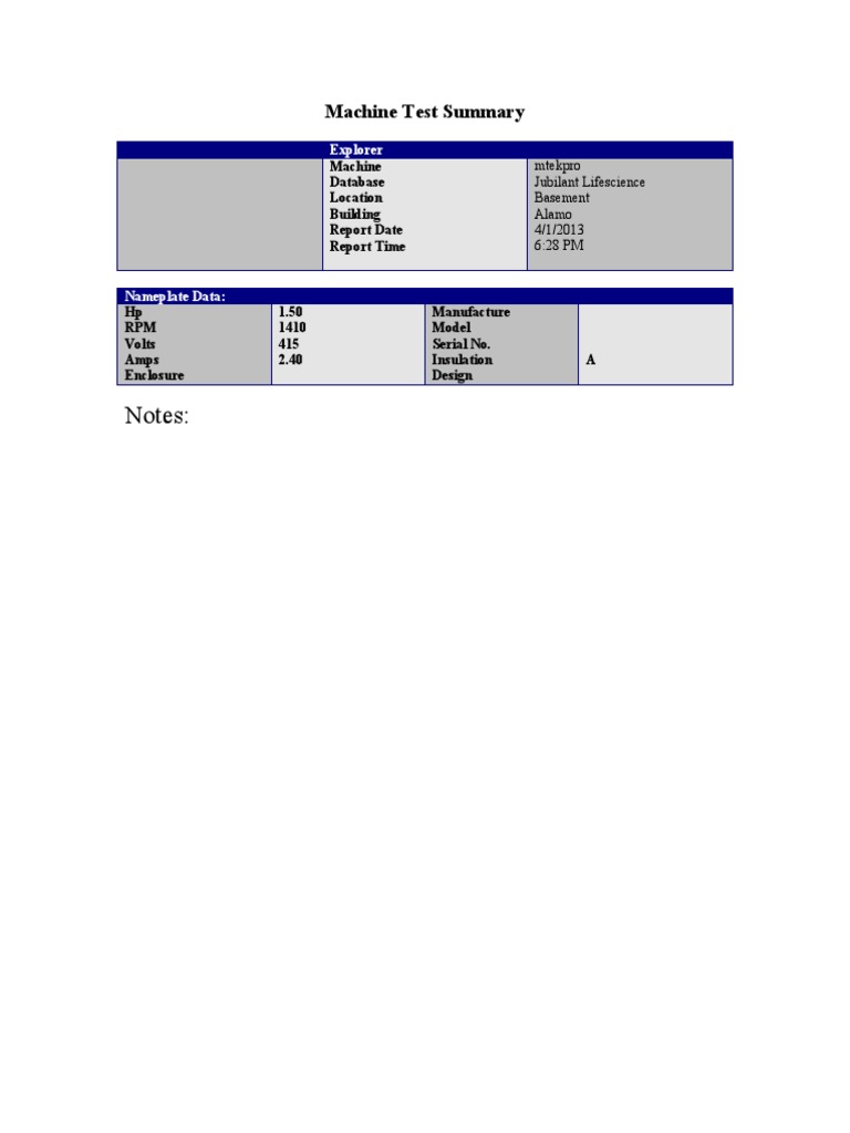 Machine Test Summary for mtekpro | PDF | Science & Mathematics ...