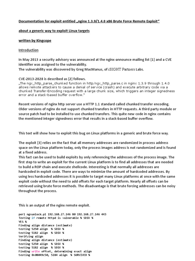 Nginx Exploit Documentation PDF PDF Hypertext Transfer Protocol