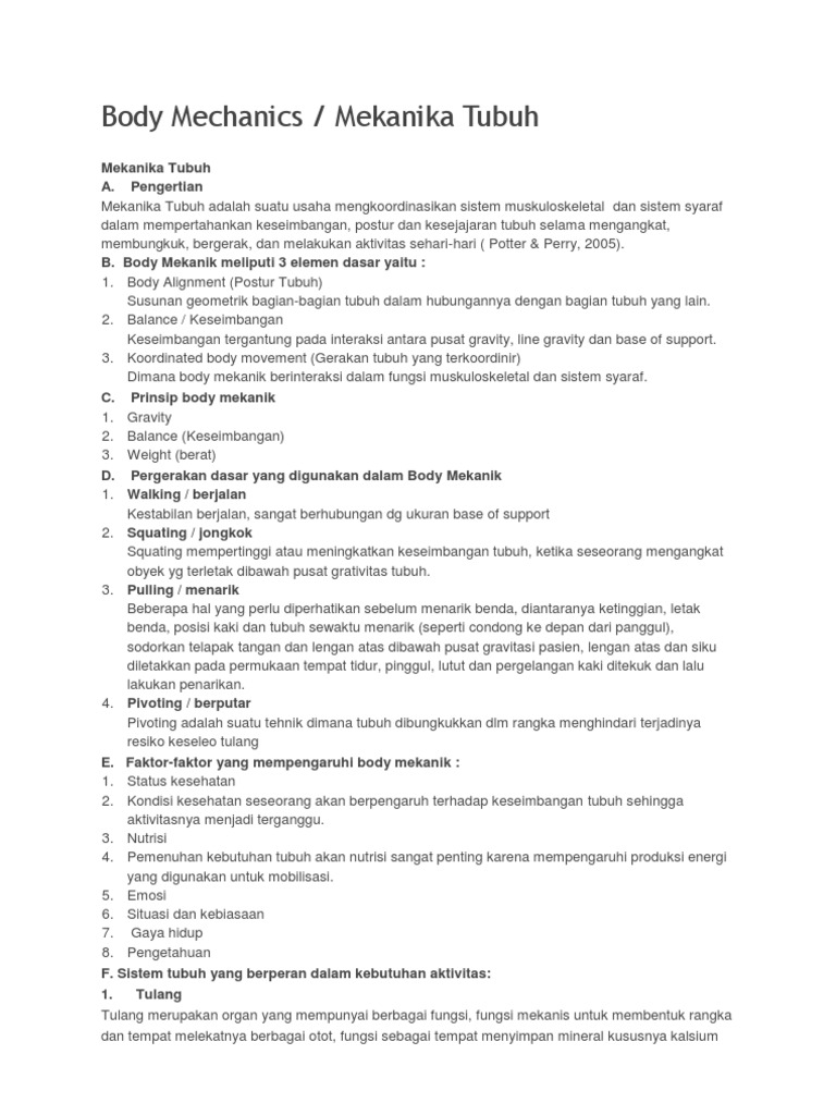 Body Mechanics