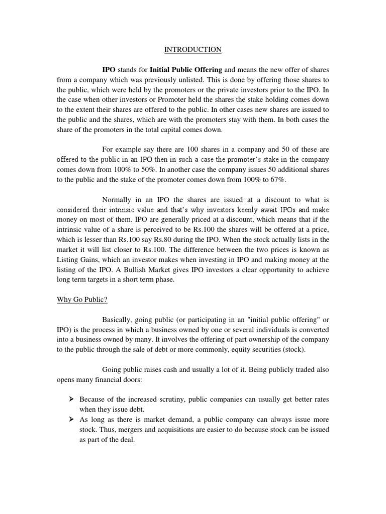 IPO Process Overview in India | PDF | Initial Public Offering | Public ...