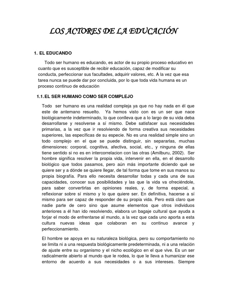 Actores de La Educacion | PDF | Aprendizaje | Conocimiento