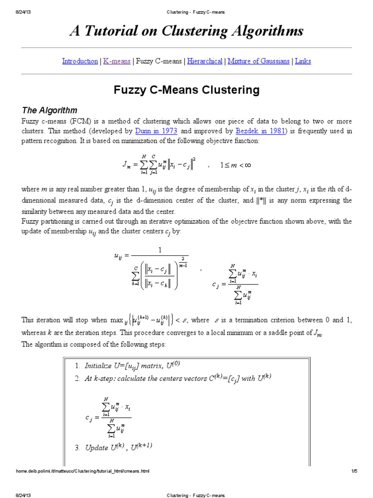 Fuzzy C-Means Clustering Tutorial | PDF | Cluster Analysis | Analysis