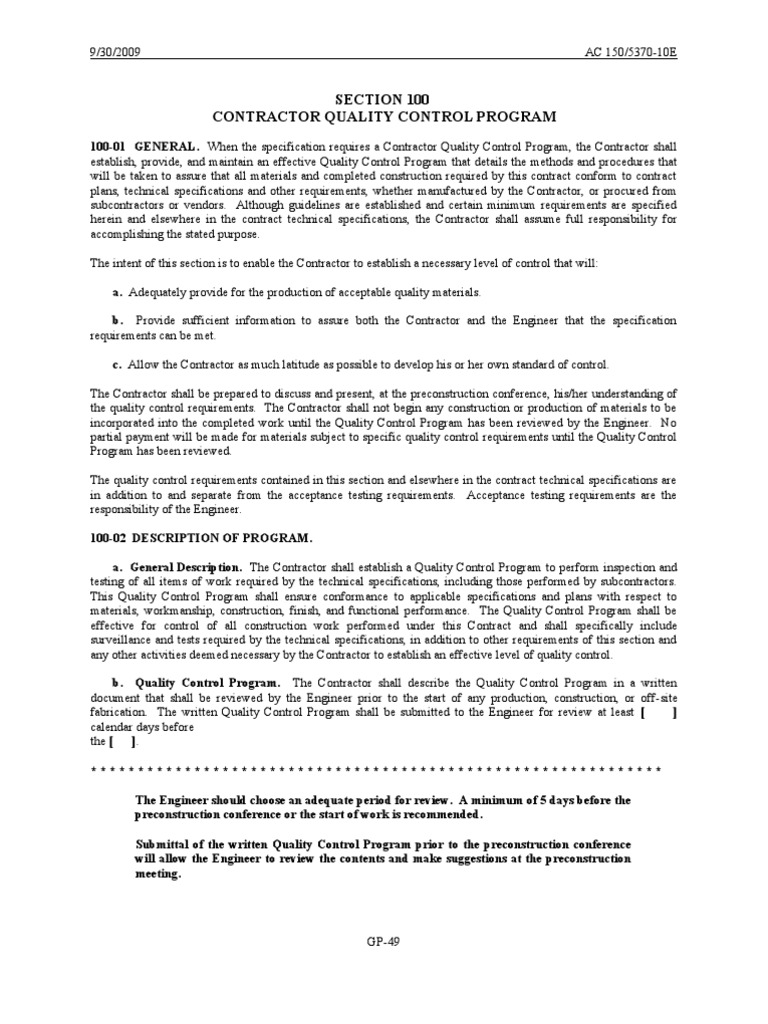 Contractor Quality Control Program Guide | PDF | Specification ...