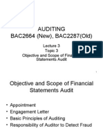 Auditing BAC2664 (New), BAC2287 (Old) : Topic 3 Objective and Scope of Financial Statements Audit
