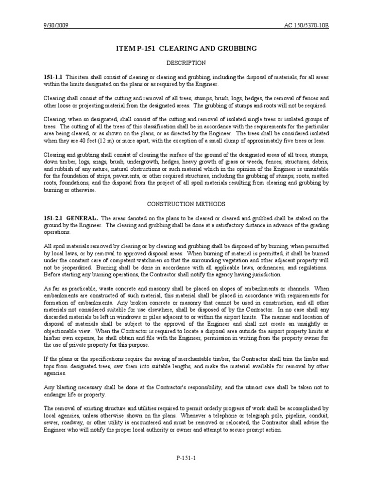Clearing and Grubbing | PDF | Foot (Unit) | Trees