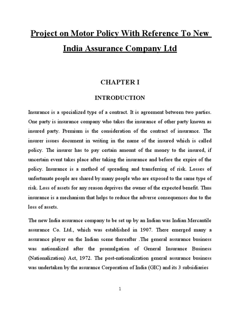 Motor Policy Study: New India Assurance | PDF | Vehicle Insurance ...