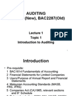 Auditing BAC2664 (New), BAC2287 (Old) : Topic 1 Introduction To Auditing
