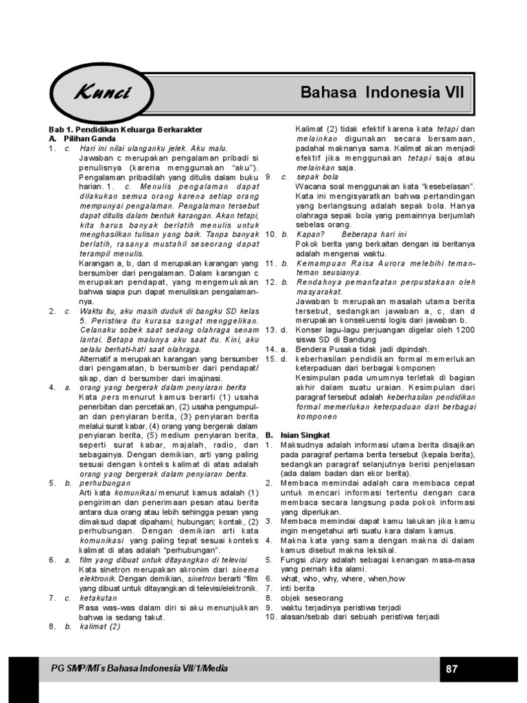 Contoh Soal Bahasa Indonesia Kelas 7 Materi Cerita Fantasi