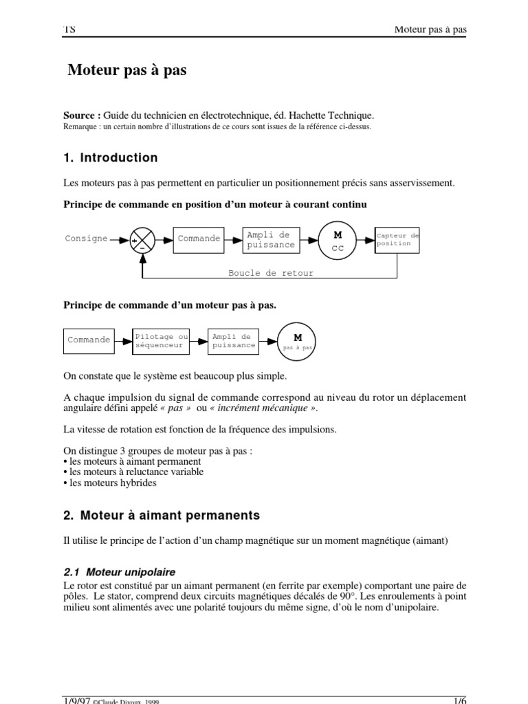 Cours Moteur Pas A Pas PDF | PDF | Machine électrique | Champ magnétique