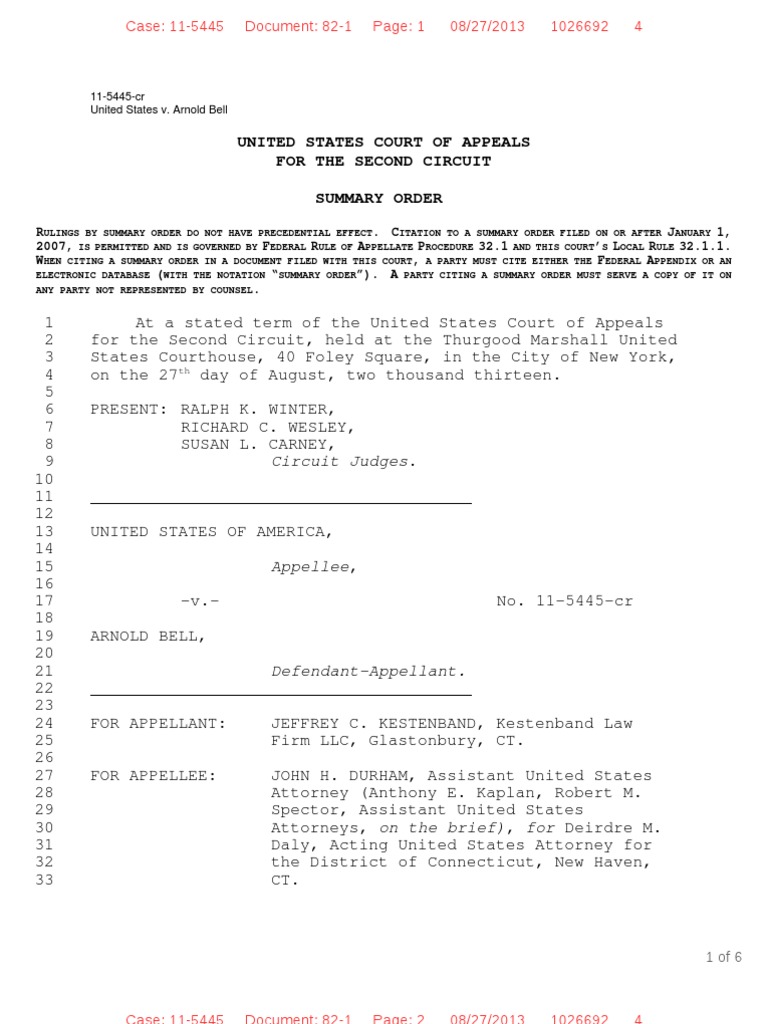 Bell Summary Order PDF Prejudice (Legal Term) Virtue