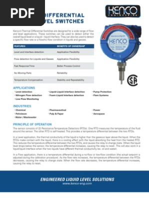 Kenco Thermal Differential Switch Liquids Relay