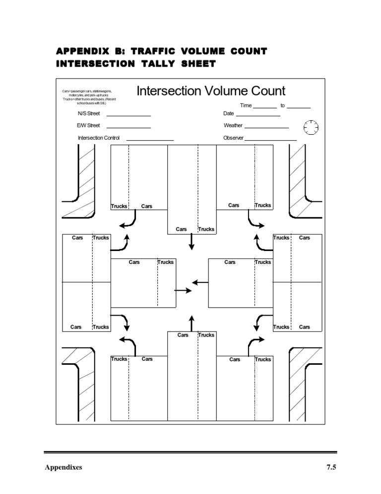 Intersection Traffic Count Sheet | PDF | Business | Technology ...