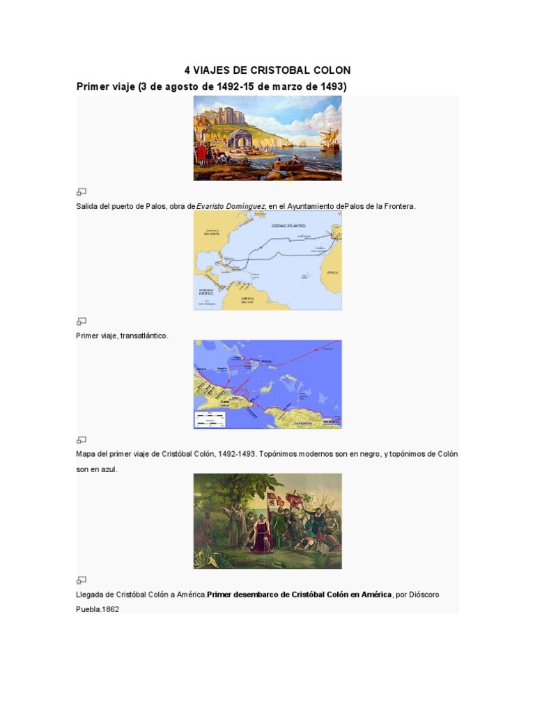Los 4 Viajes de Cristóbal Colón | PDF | Cristobal colon | Exploración ...