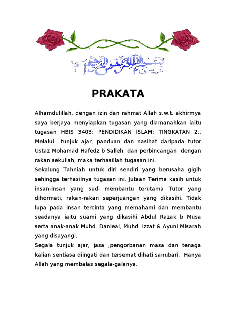 Prakata Tugasan Pendidikan Islam | PDF | Karier & Perkembangan ...