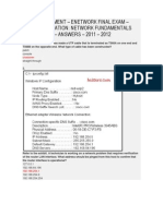 Take Assessment - Enetwork Final Exam - Ccna Exploration: Network Fundamentals (VERSION 4.0) - ANSWERS - 2011 - 2012