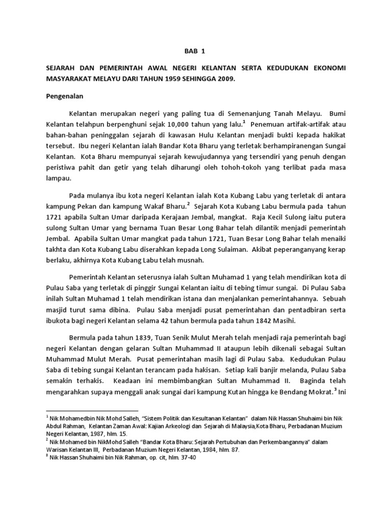 Tesis Kajian Perkembangan Ekonomi Negeri Kelantan
