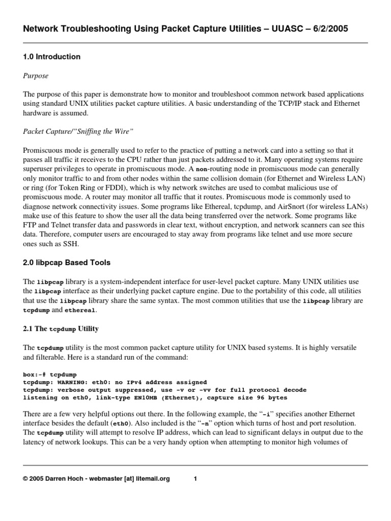 Network Troubleshooting Using Packet Capture Utilities | PDF ...