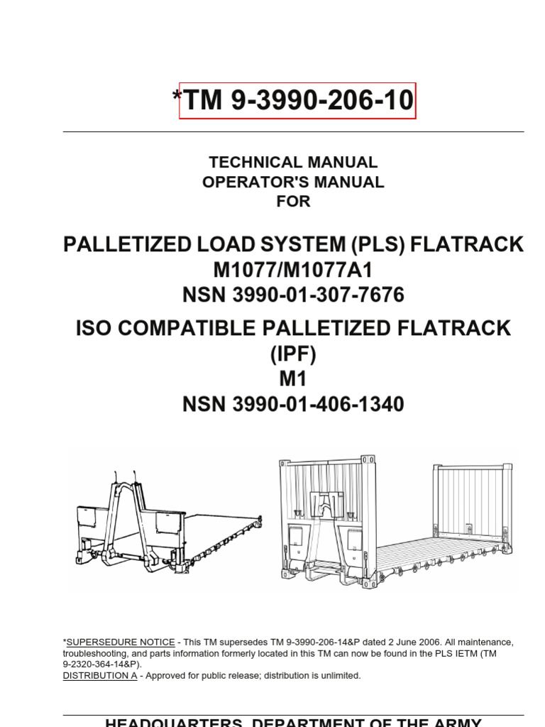 TM 9-3990-206-10 Flatrack M1077/a1 and M1 | PDF | Crane (Machine) | Tire