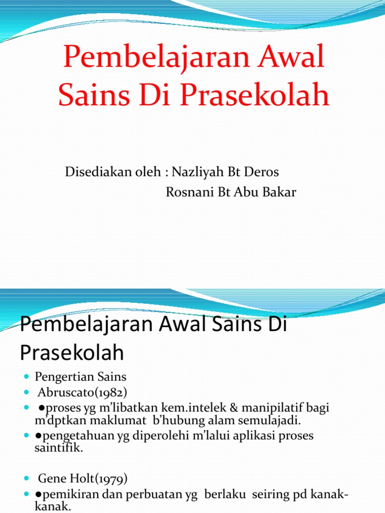 Pembelajaran Awal Sains Di Prasekolah Pdf