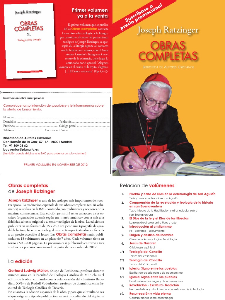 Obras completas de Joseph Ratzinger | PDF | Concilio Vaticano II | Papa ...