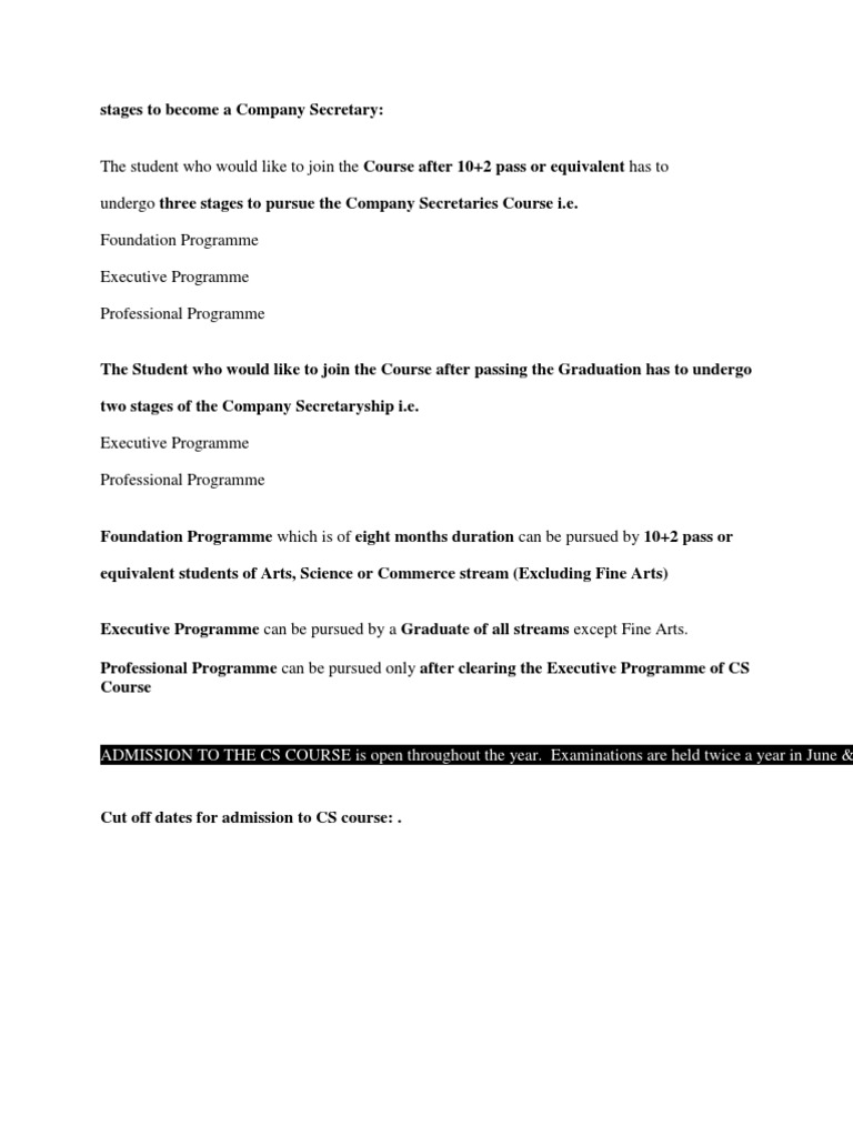 Company Secretary Course Overview | PDF