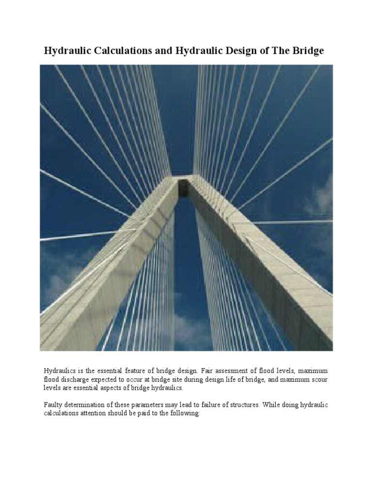 Hydraulic Calculations and Hydraulic Design of The Bridge PDF Flood