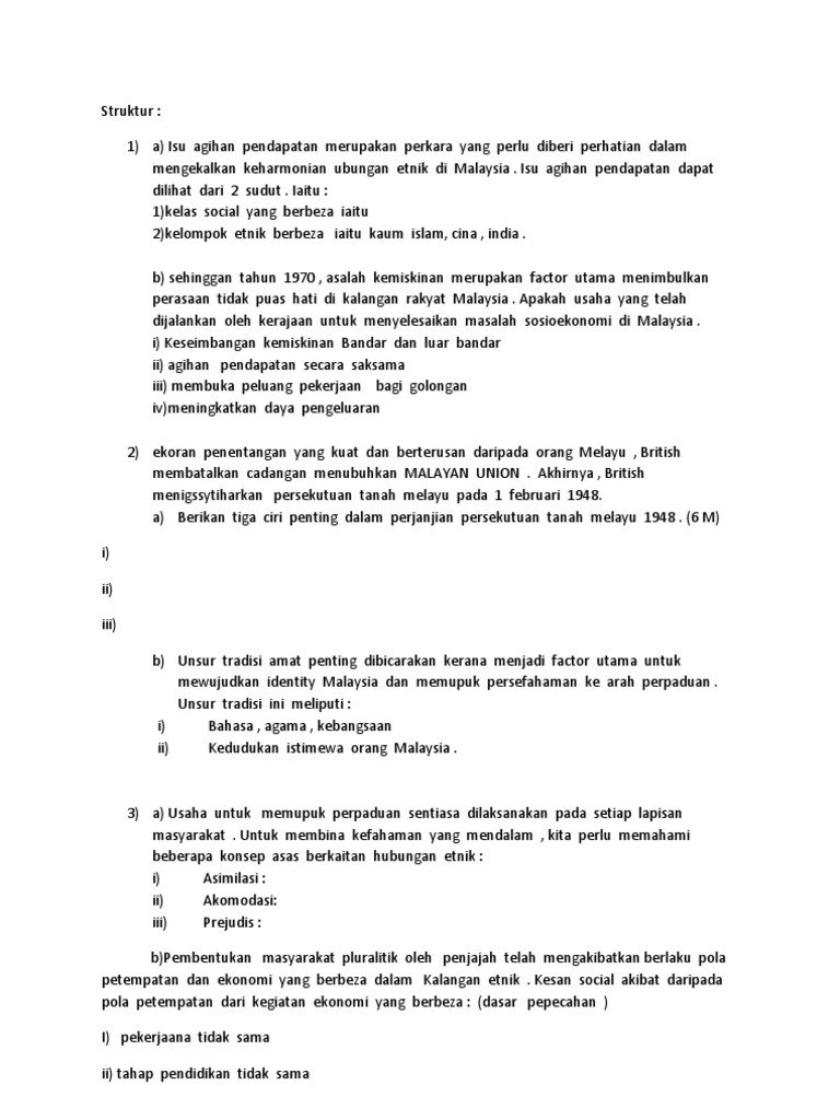 Hubungan Etnik Tip Quiz Pdf
