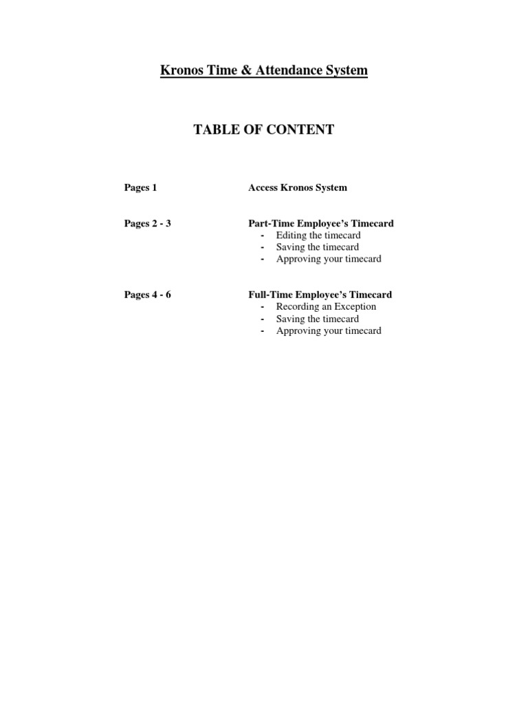 Kronos Time & Attendance Guide | PDF | Business | Finance & Money ...