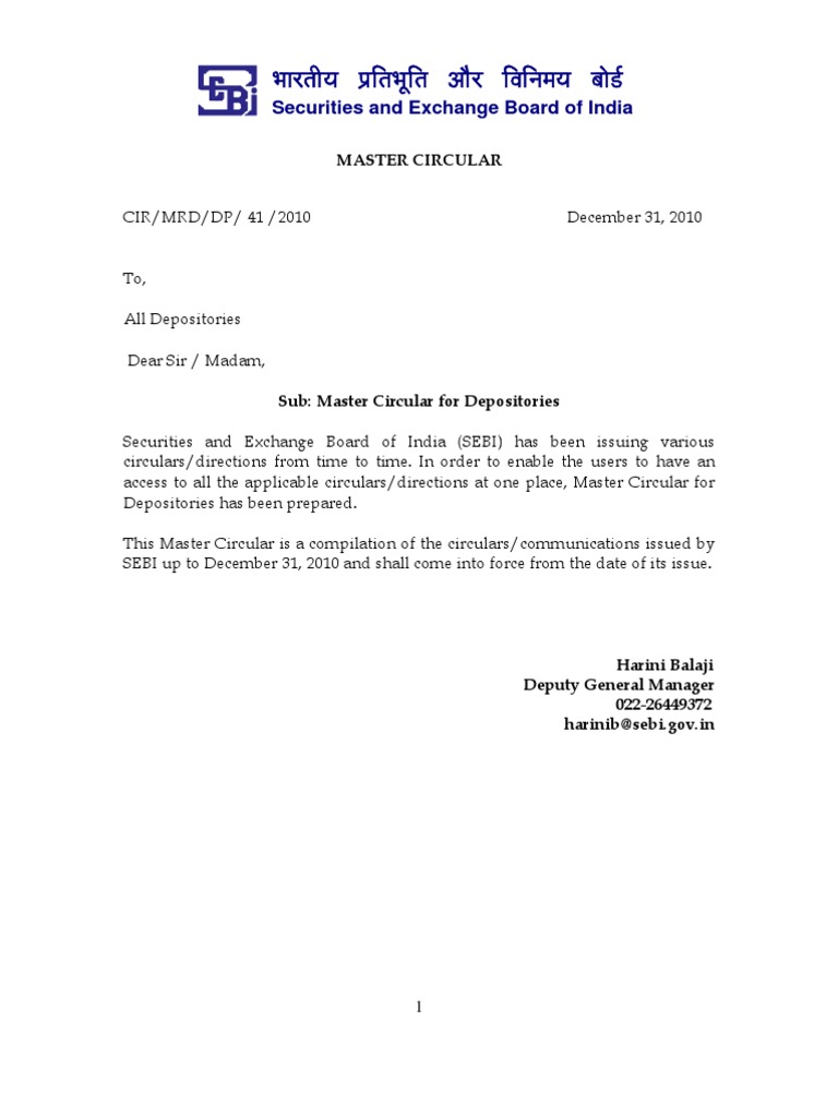 Sebi master circular depositories pdf american depositary receipt