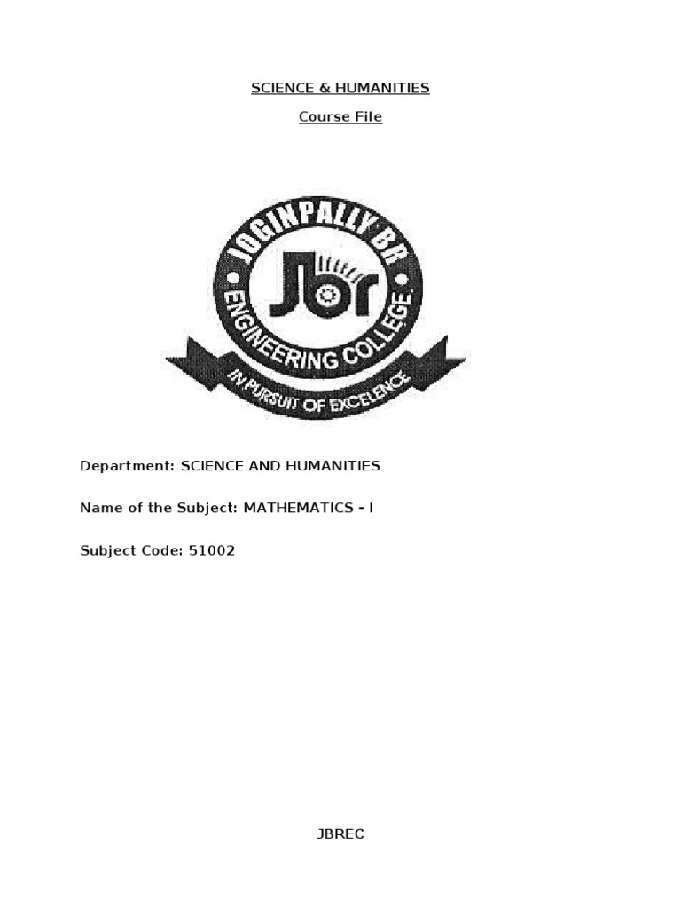 Mathematics-I Course File | PDF | Series (Mathematics) | Curvature