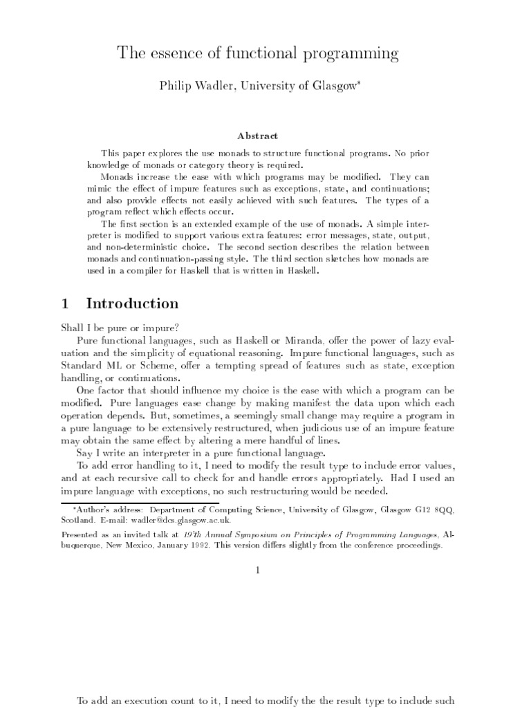 The Essence of Functional Programming | PDF | Functional Programming ...