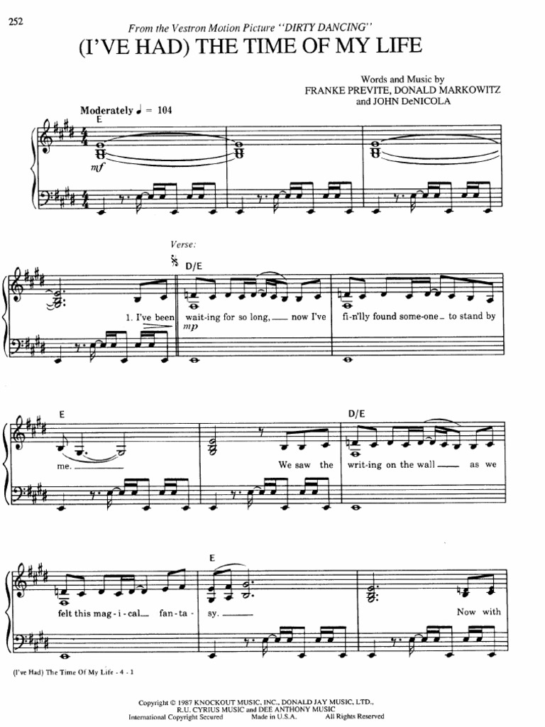 1 Dirty Dancing Time_of_my_life Piano Sheet Music