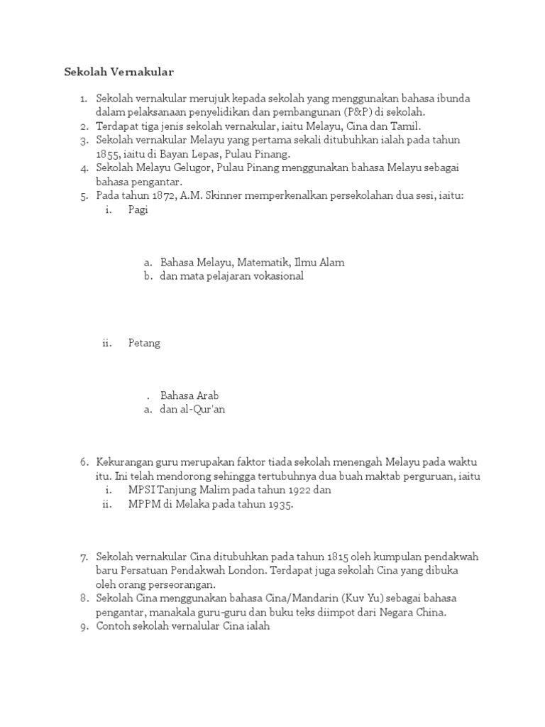 Sekolah Vernakular Pdf