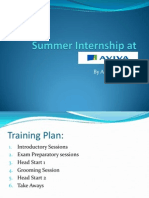 Training plan and internship summary at Aviva