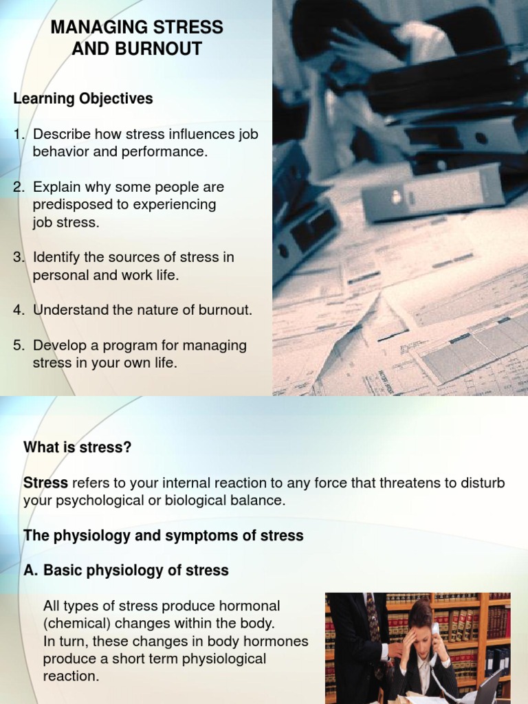 Managing Stress and Burnout: Learning Objectives | PDF | Occupational ...
