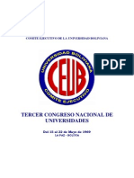 Tercer Congreso Nacional de Universidades: Comité Ejecutivo de La Universidad Boliviana