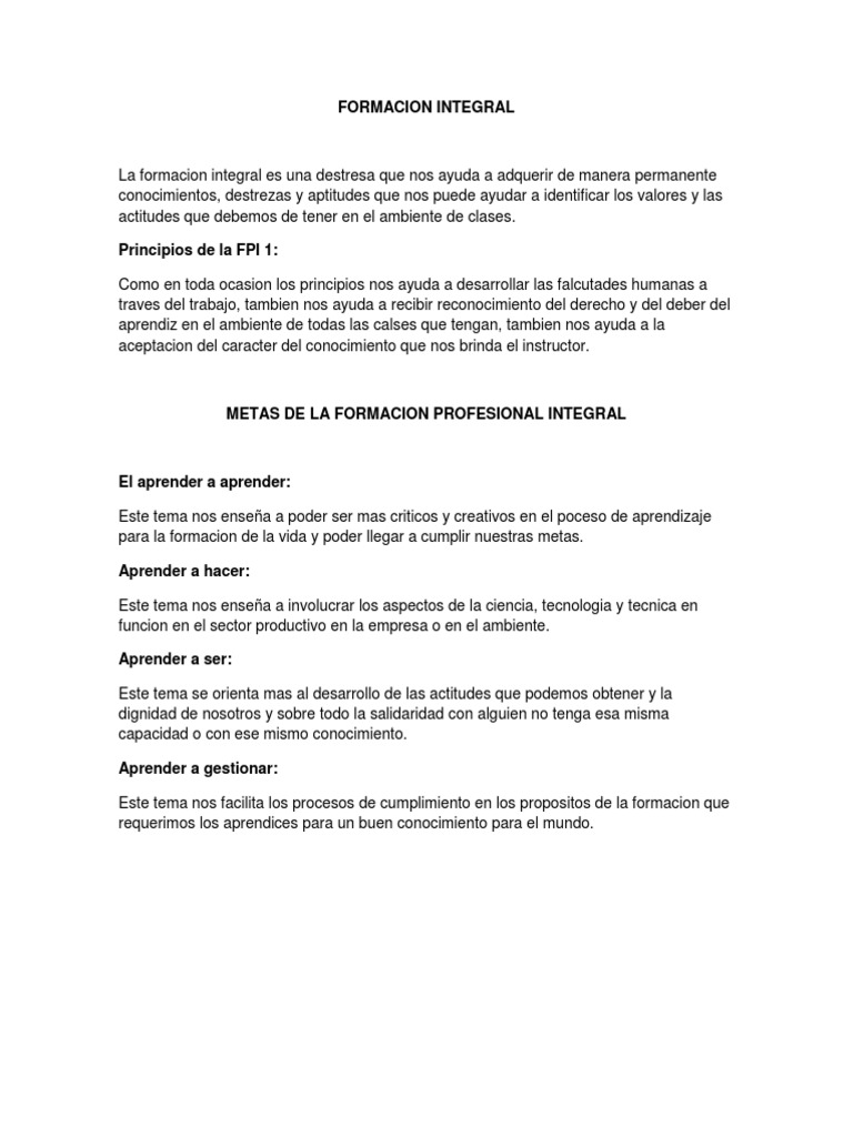 Formación Integral: Claves para Aprender | PDF | Aprendizaje | Conocimiento