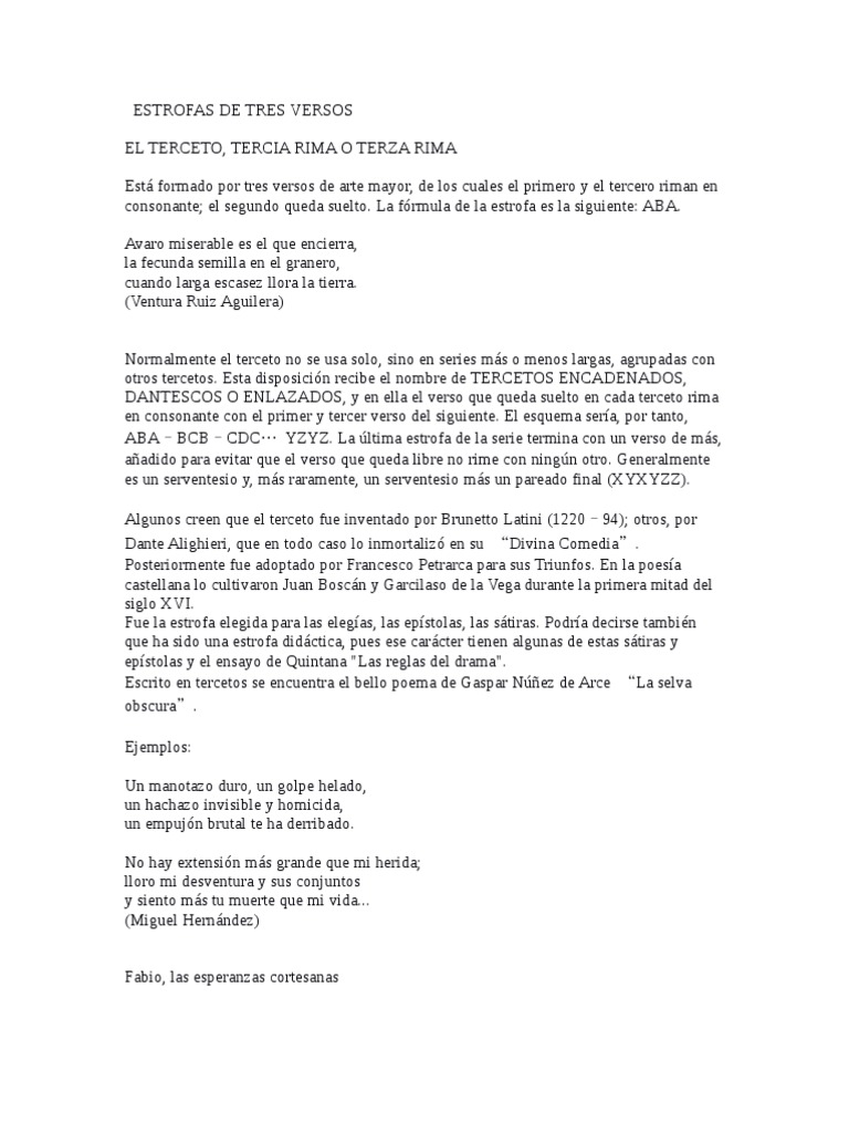 Ejemplos de Tercetos y Estrofas de Tres | PDF | Forma poética | Fonética