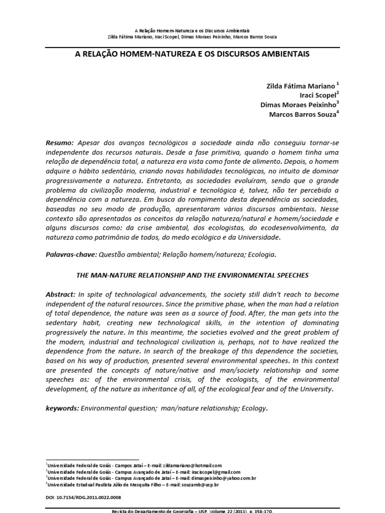 Homem e Natureza: Discursos Ambientais | PDF | Sustentabilidade ...