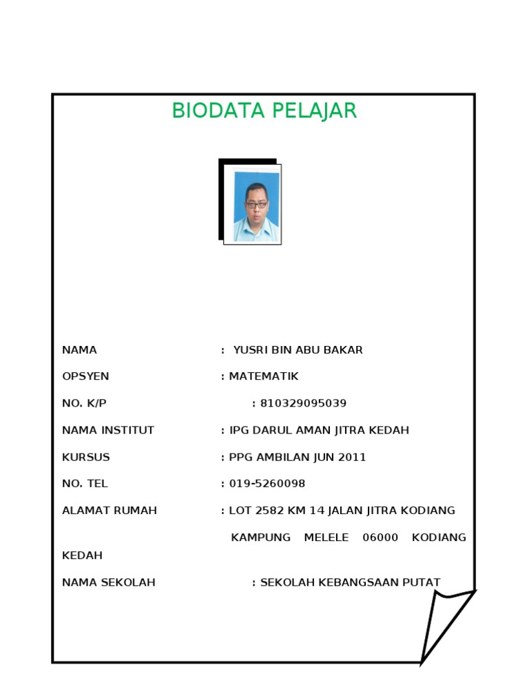 Biodata Pelajar