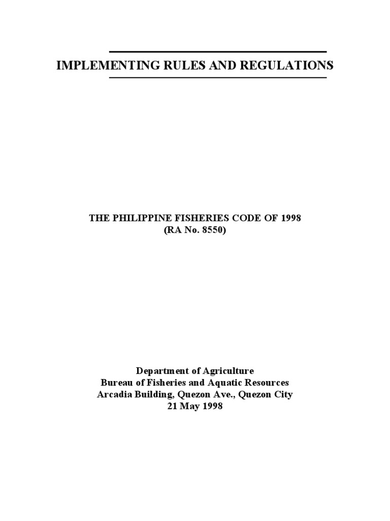 Implementing Rules of RA 8550 | PDF | Coral | Fisheries Management